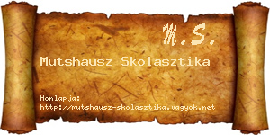 Mutshausz Skolasztika névjegykártya
